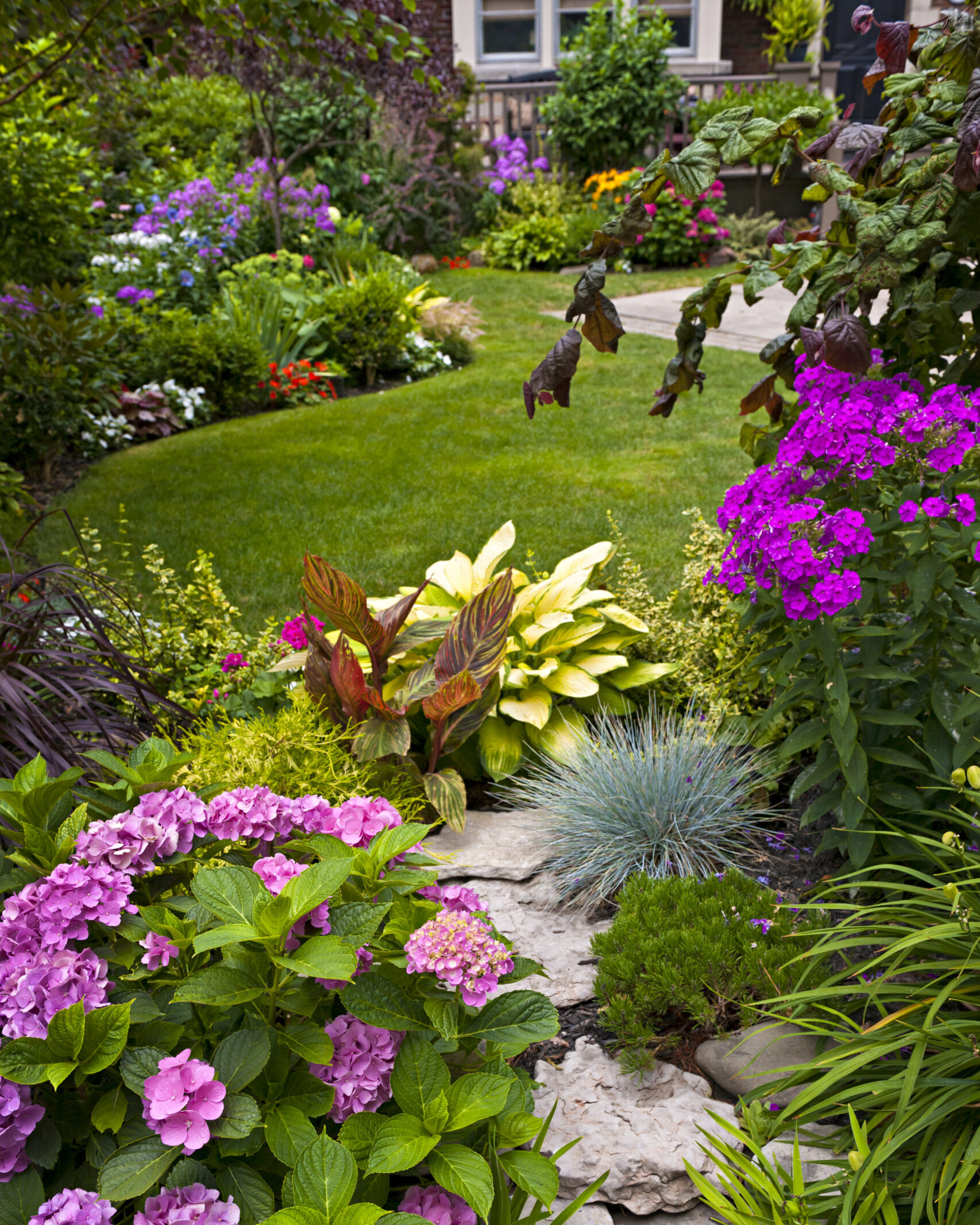 Colorful flowers in a neat garden